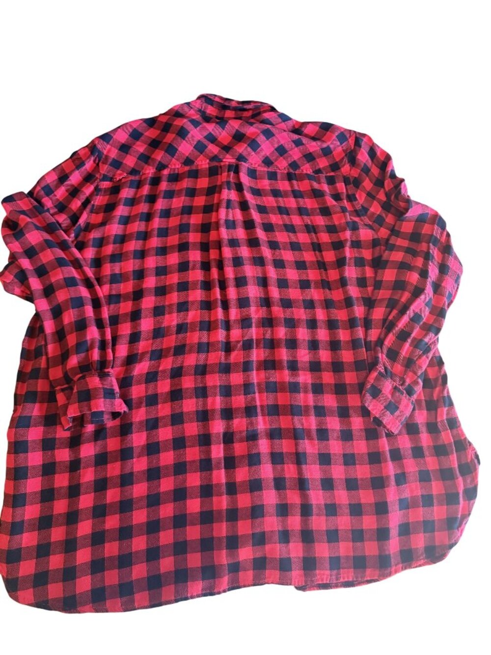 Old Navy Womens Red & Black Checkered Classic Button-Up Shirt XXL 100% Viscose